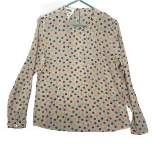 Talbots Pure Silk Button Print Novelty Shell Blouse Colorful Primary Unique